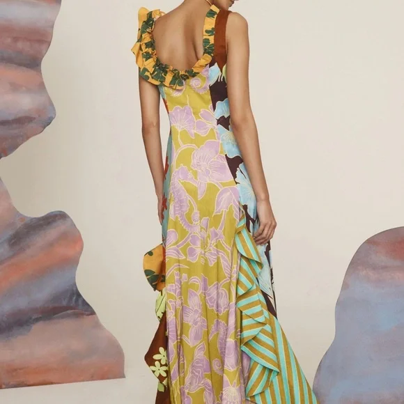 Alemais Poppy Spliced Midi Dress US 6 - Picture 4 of 9